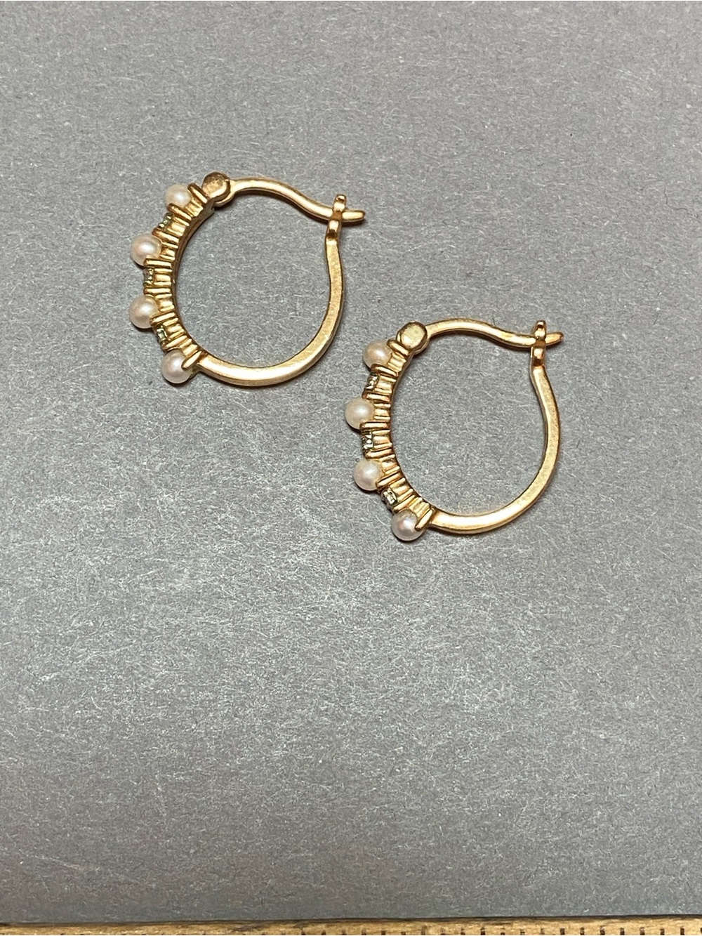 Vintage pearl rhinestone hoop earrings